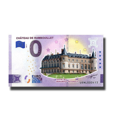 0 Euro Souvenir Banknote Chateau De Rambouillet Colour France UENL 2023-1