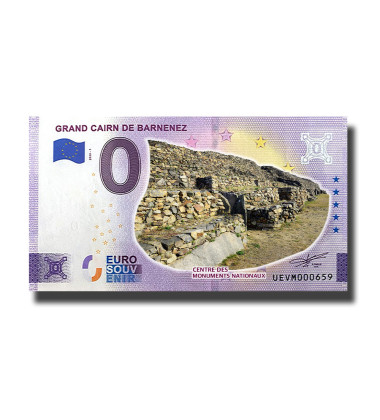 0 Euro Souvenir Banknote Grand Cairn De Barnenez Colour France UEVM 2023-1