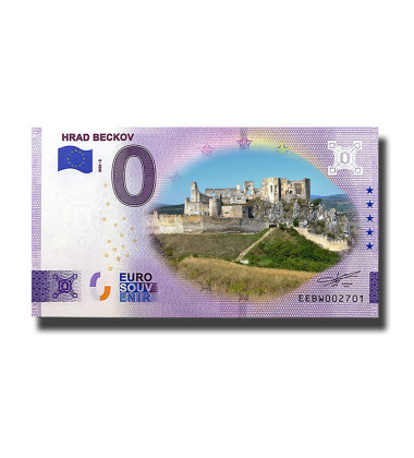 0 Euro Souvenir Banknote Hrad Beckov Colour Slovakia EEBW 2023-2