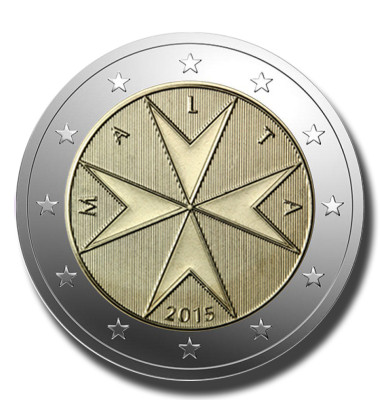 2015 Malta €2 Maltese 8 Pointed Cross Uncirculated Coin