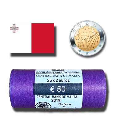 2019 Malta Nature and Environment 2 Euro Coin Roll