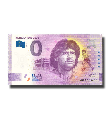 Diego Maradona Euro Colour Coin & 2 Souvenir Banknotes AGAA - Set of 3