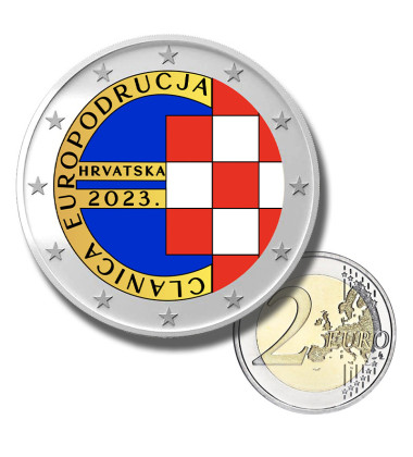 2 Euro Coloured Coin 2023 Croatia Member Of Euro Area