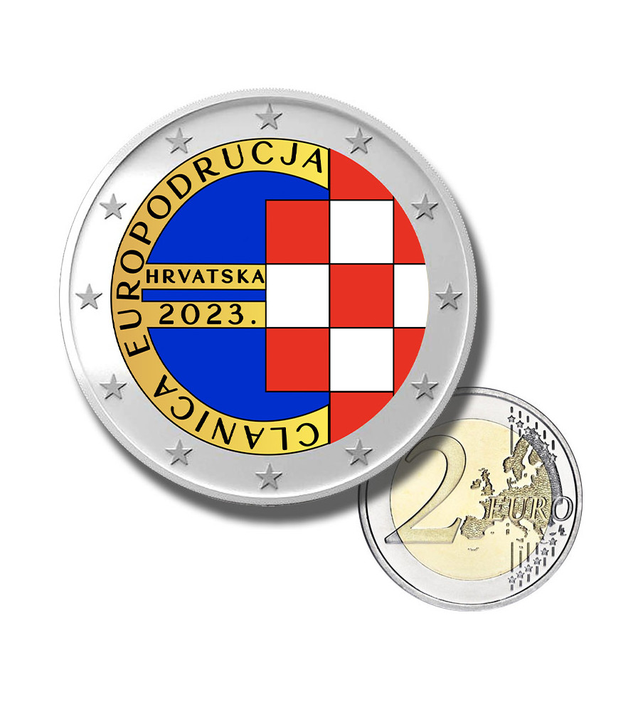 2 Euro Coloured Coin 2023 Croatia Member Of Euro Area