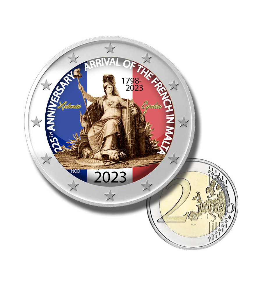 2 Euro Coloured Coin Card 2023 Malta Napoleon Bonaparte and the French in Malta