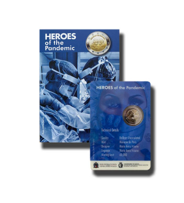 2 Euro Coloured Coin Card 2021 Malta Heroes Of The Pandemic