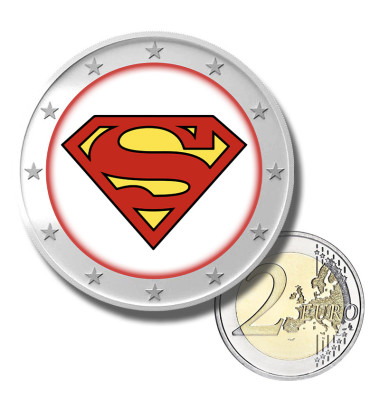 2 Euro Coloured Coin Set of 5 in Presentation Box - Superhero Movies