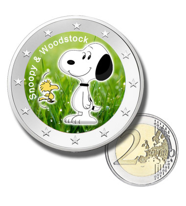 2 Euro Coloured Coin Set of 5 in Presentation Box - Cartoons