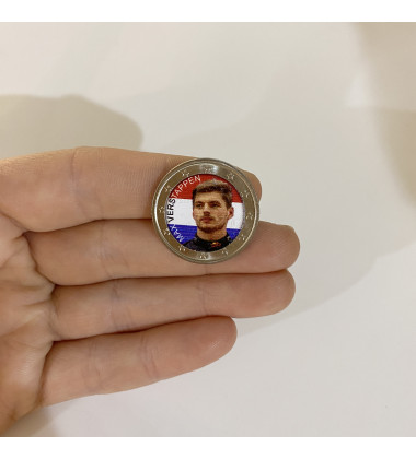 2 Euro Coloured Coin Racing Driver - Max Verstappen