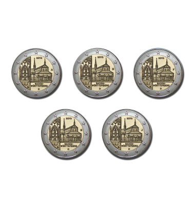 2013 Germany A D F G J Baden Württemberg Maulbronn Monastery 2 Euro Coin Set of 5