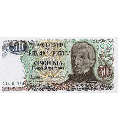 1984 Argentina 1 - 100 Pesos Gral San Martin - Set of 5 Banknotes Uncirculated