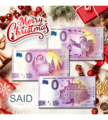 0 Euro Souvenir Banknote Merry Christmas - Set of 3 Classic Banknotes