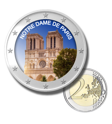 2 Euro Coloured Coin Notre-Dame de Paris - France