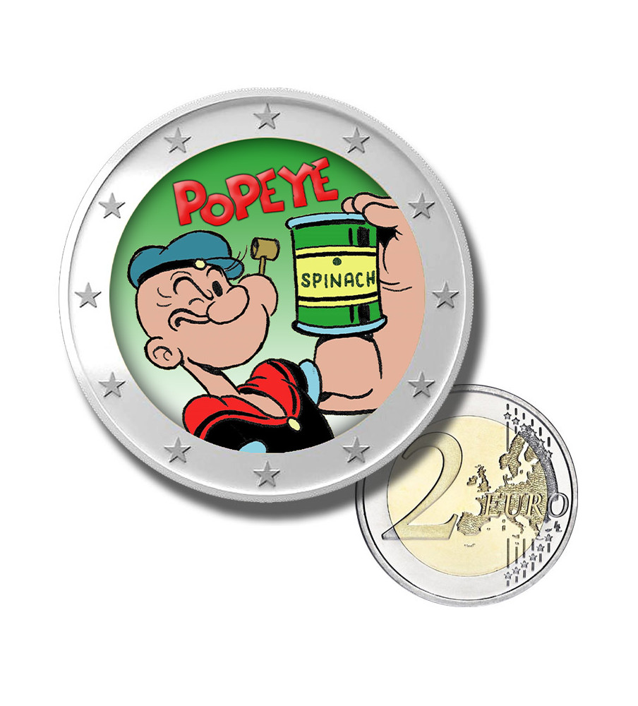 2 Euro Coloured Coin Popeye the Sailor Man