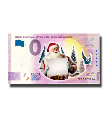 0 Euro Souvenir Banknote Merry Christmas - Set of 3 Colour Banknotes