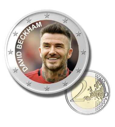 2 Euro Coloured Coin Football Star - David Beckham