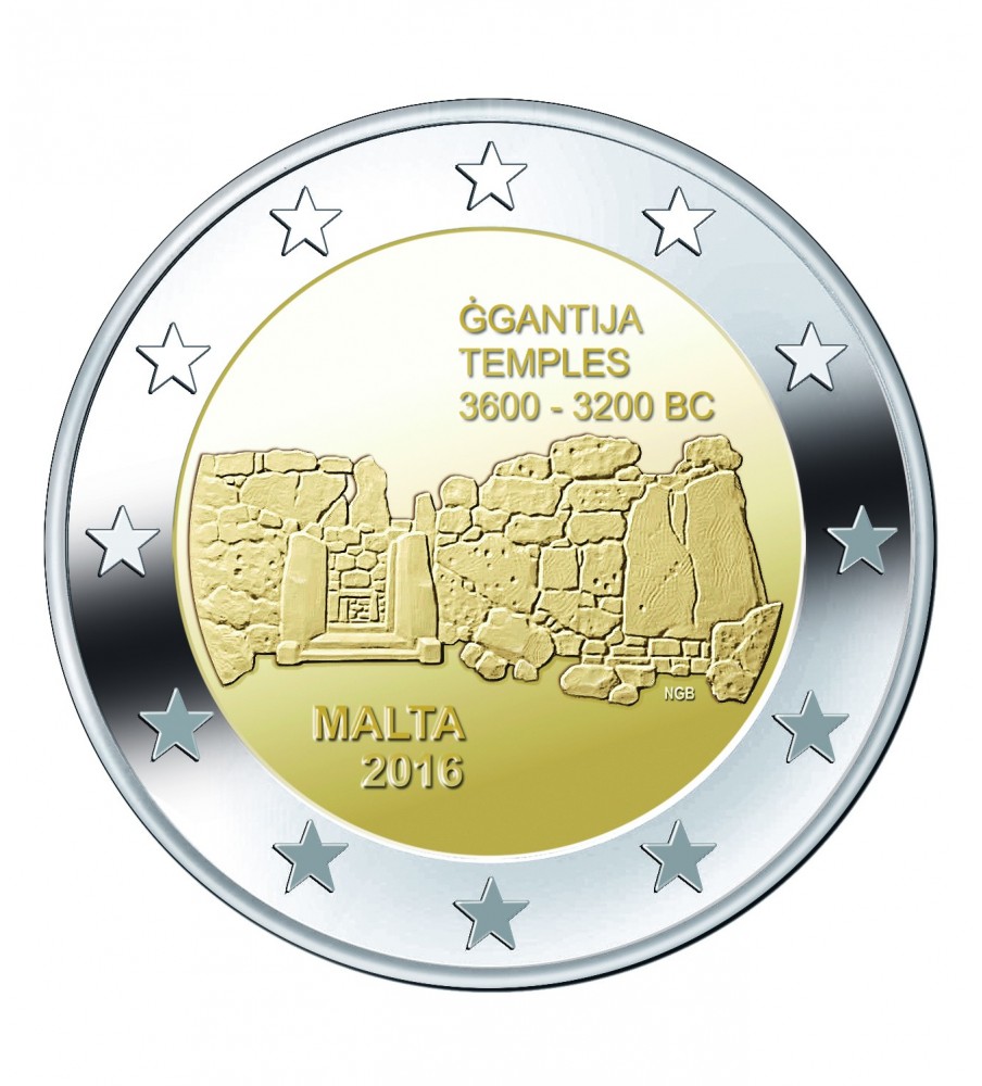 2016 Malta Ggantija Temple 2 Euro Commemorative Coin