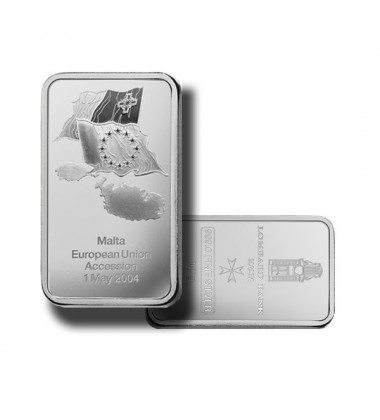 2004 Lombard Bank 100gr Silver Ingot EU Accession