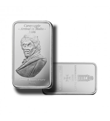 2007 Lombard Bank 100gr Silver Ingot Caravaggio