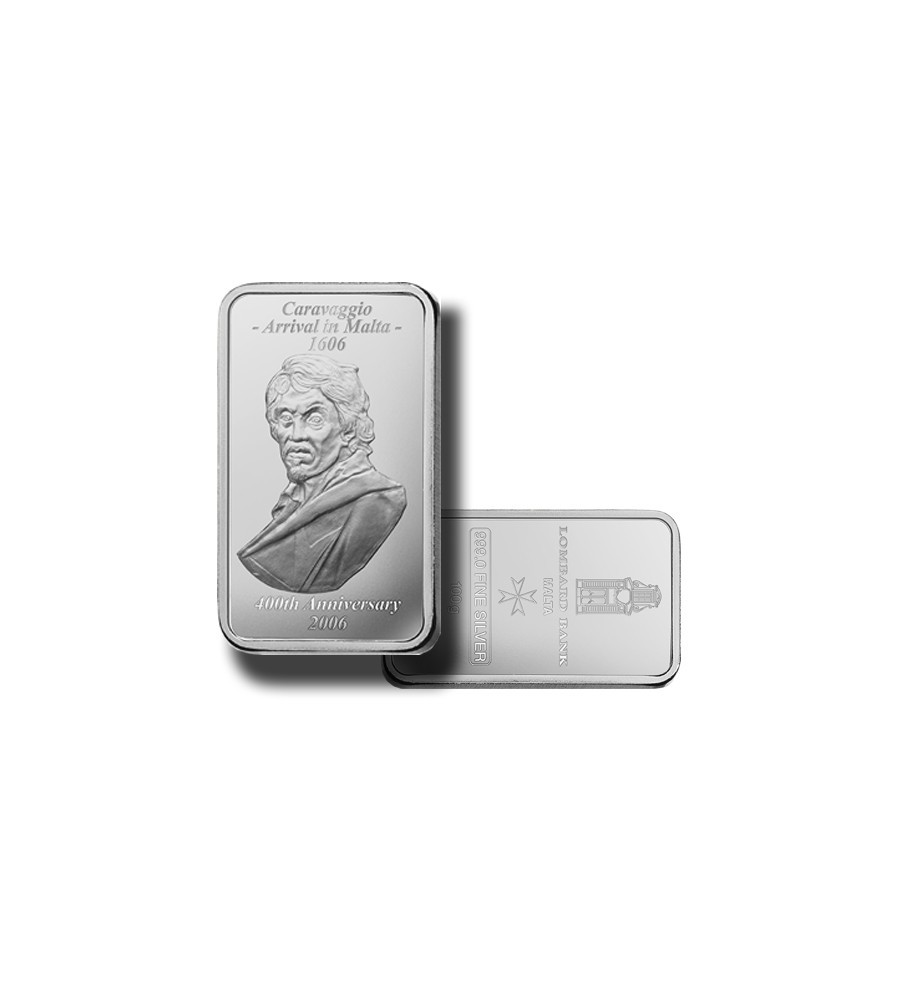 2007 Lombard Bank 100gr Silver Ingot Caravaggio