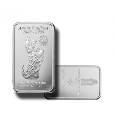 2009 Lombard Bank 100gr Silver Ingot Annus Paulinus