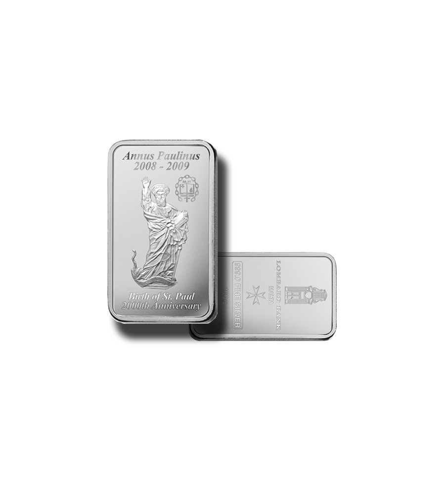 2009 Lombard Bank 100gr Silver Ingot Annus Paulinus