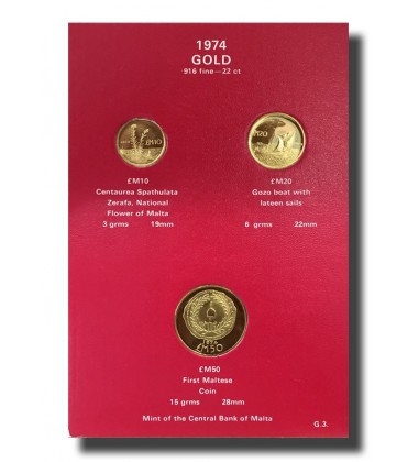 1973 Malta Gold Coin Set of 3 Coins