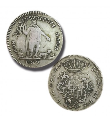 1759 Silver 15 Tari coin from Grand Master and Knights of malta Emmanuel Pinto