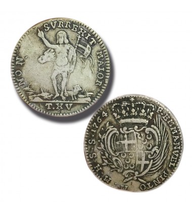 1764 Silver 15 Tari coin from Grand Master and Knights of malta Emmanuel Pinto