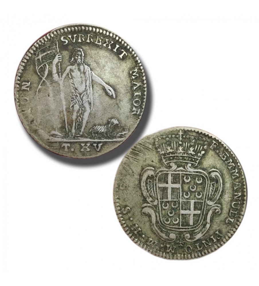 1741 - 1773 Pinto 15 Tari - Knights of Malta Silver Coin