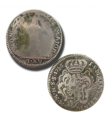 1756 Silver 15 Tari coin from Grand Master and Knights of malta Emmanuel Pinto