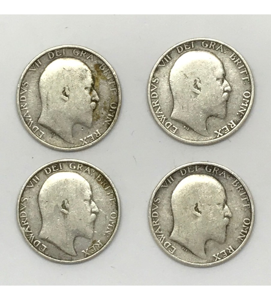 1902 1906 1907 1910 British Silver Coins Lot Of 4