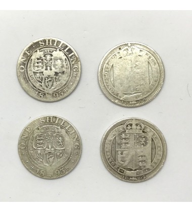 1896 1898 1899 1901 British Silver Shilling Coins Lot of 4