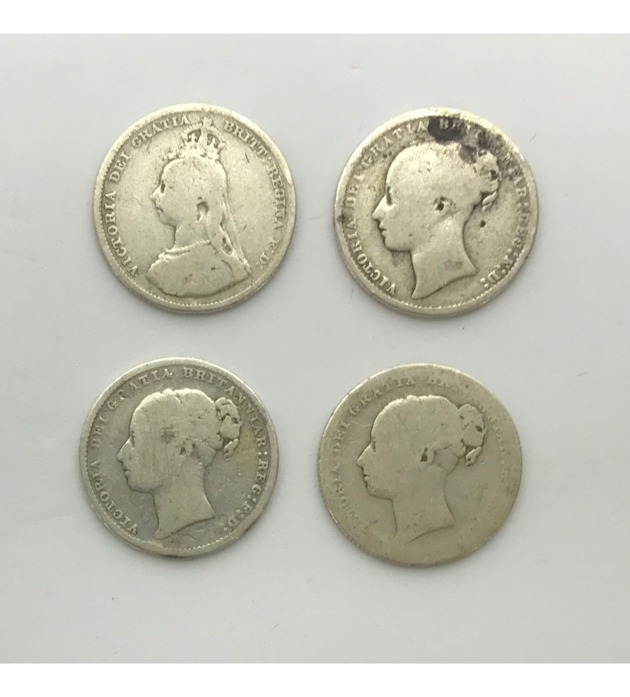 1873 1883 1885 1887 British Silver Coins Lot of 4