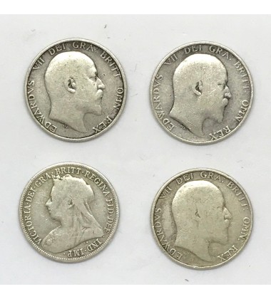 1899 1902 1906 1907 British Silver Coins Lot of 4