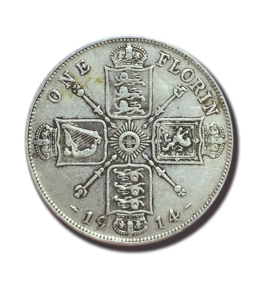 1914 British Silver Florin Coin