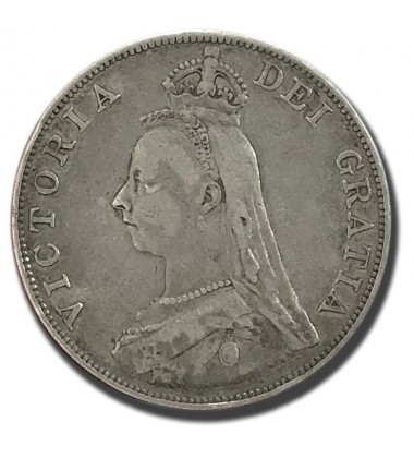 1889 British Silver Double Florin 4 Shillings Victoria Coin