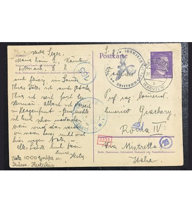 1942 Germany To Italy Ww2 Prisoner Of War Pow Postkarte