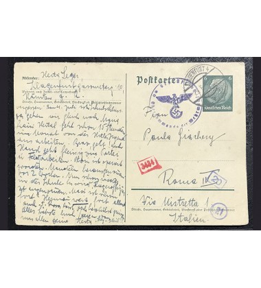 1942 Germany To Italy Ww2 Prisoner Of War Pow Postkarte