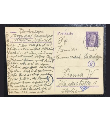 1942 Germany To Italy Ww2 Prisoner Of War Pow Postkarte