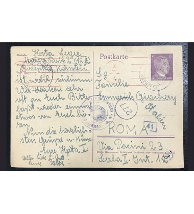 1944 Germany To Italy Ww2 Prisoner Of War Pow Postkarte