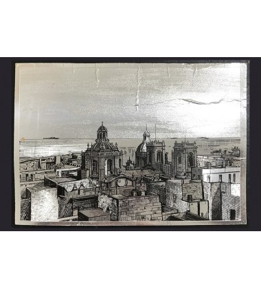 Malta Postcard Silver Finish St Domenic'S Church Valletta