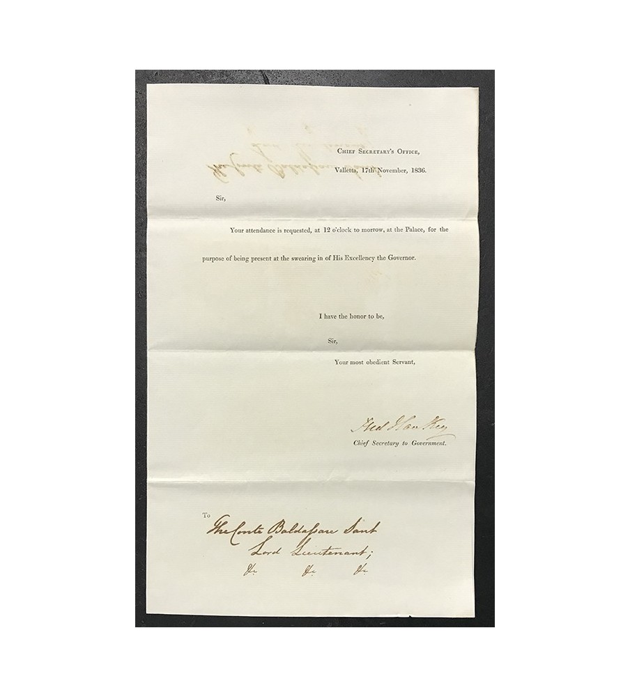 1836 Nov 17, Official Chief Secretary'S Office Letter, Signed By Chief Secretary Fred Hankey