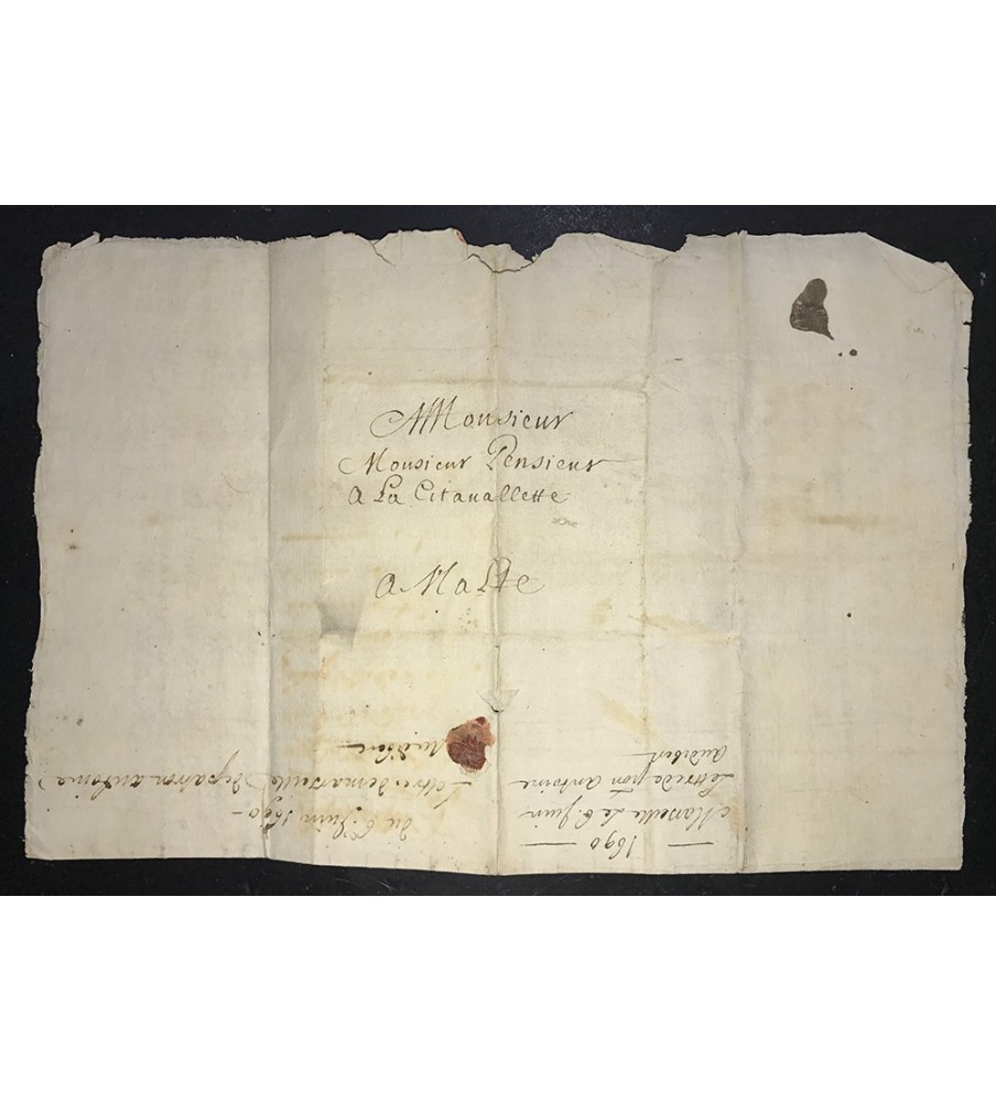 1690 Entire Letter to Valletta Malta from France Pre Adhesive Postal History