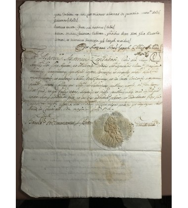 1705 Grand Master of Malta Emmanuel De Rohan Signed document bearing Marc Antonio Zondadari Wafer Seal