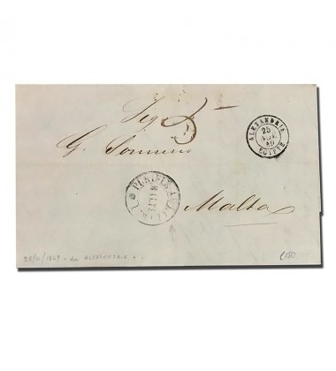 1849 Alexandria Egypt To Malta Entire Letter With Purifie Au Lazaret Cancellation