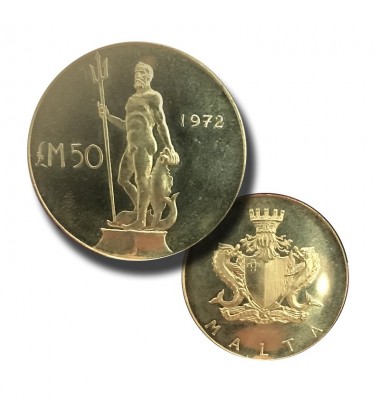 1972 Malta Gold Coin LM50 Neptune