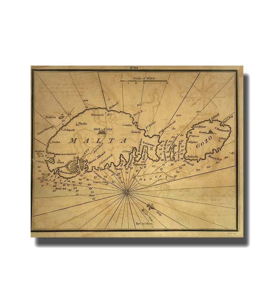 MAP OF MALTA & GOZO BY SMITH 1798-1850