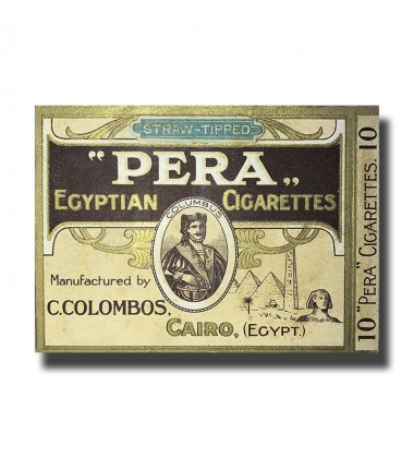 Pera Straw Tipped C. Colombos Ltd. Cairo Egyptian Cigarettes 89 x 71 x 8mm (10 Cigarettes)