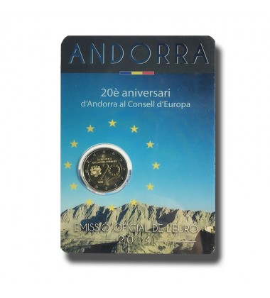 2014 Andorra 20th Anniversary Council Of Europe 2 Euro Coin